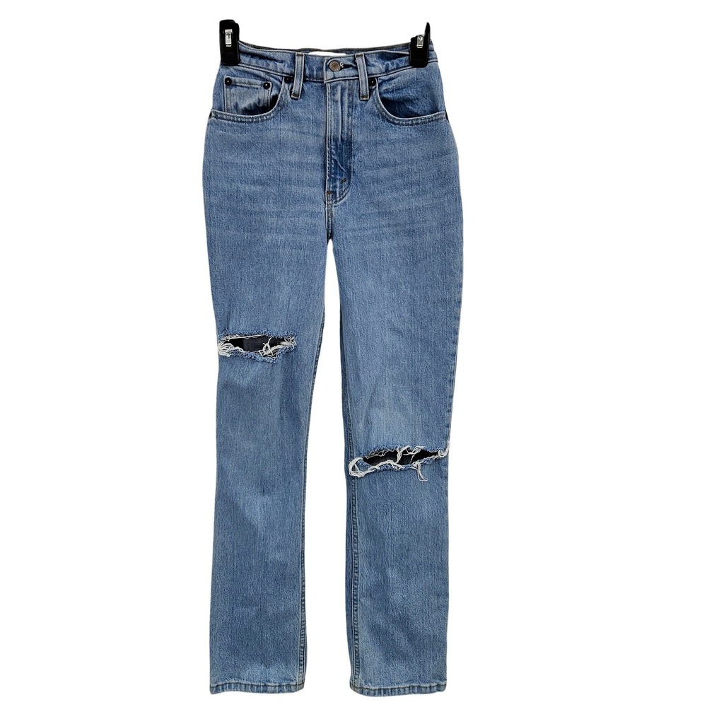 Abercrombie & Fitch Jeans Womens 24 Blue 90s Straight Ultra High Rise Distressed